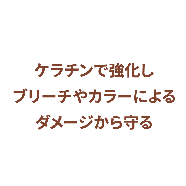 ケラチンで強化し、ブリーチやカラーによるダメージから守る